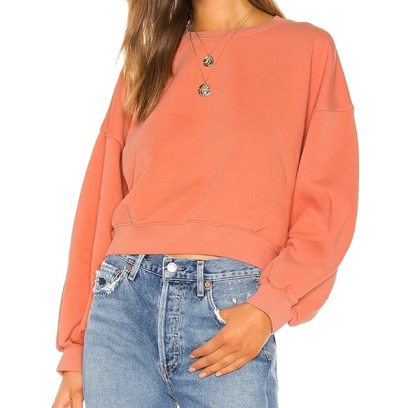 Agolde Balloon Sleeve Cropped Sweatshirt Small Orange - Picture 3 of 7